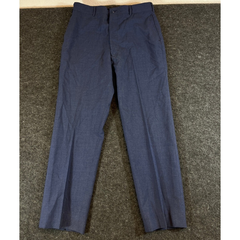 Vintage 50s Mens Naval Military Blue Dress Pants Straight Leg Trousers 34x29